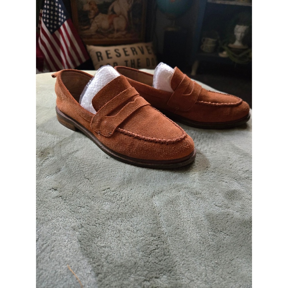 Kelsi Dagger Brooklyn Rust Orange Suede Penny Loafers Womens Size 7 C3851 - Picture 2 of 6